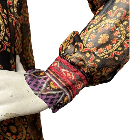 4 LOVE And LIBERTY Johnny Was Silk Mandala Dress Tassel Ties OVERSIZED S or M - Picture 7 of 16